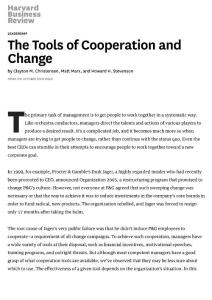 Tools of Cooperation and Change HBR