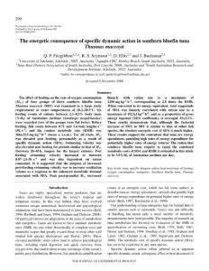 The energetic consequence of specific dynamic action in southern bluefin tuna Thunnus maccoyii