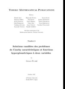 No006 (October 1997) Setsuro Fujiie,Solutions ramifiees des problemes de Cauchy caracteristiques et fonctions hypergeometriques a deux variables