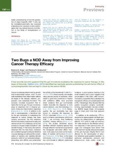 Immunity_2016_Two-Bugs-a-NOD-Away-from-Improving-Cancer-Therapy-Efficacy