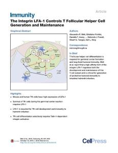 Immunity_2016_The-Integrin-LFA-1-Controls-T-Follicular-Helper-Cell-Generation-and-Maintenance