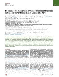Immunity_2016_Resistance-Mechanisms-to-Immune-Checkpoint-Blockade-in-Cancer-Tumor-Intrinsic-and-Extrinsic-Factors