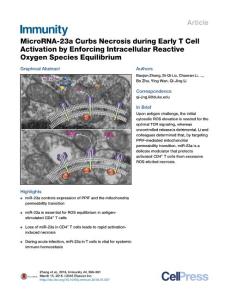 Immunity_2016_MicroRNA-23a-Curbs-Necrosis-during-Early-T-Cell-Activation-by-Enforcing-Intracellular-Reactive-Oxygen-Species-Equilibrium