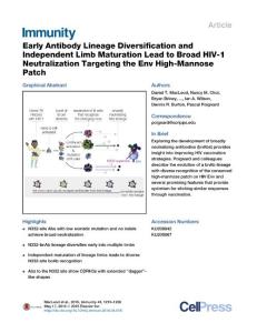 Immunity_2016_Early-Antibody-Lineage-Diversification-and-Independent-Limb-Maturation-Lead-to-Broad-HIV-1-Neutralization-Targeting-the-Env-High-Mannose