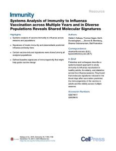 Immunity_2015_Systems-Analysis-of-Immunity-to-Influenza-Vaccination-across-Multiple-Years-and-in-Diverse-Populations-Reveals-Shared-Molecular-Signatur