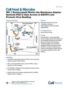 Cell-Host-Microbe_2016_HIV-1-Nucleocapsid-Mimics-the-Membrane-Adaptor-Syntenin-PDZ-to-Gain-Access-to-ESCRTs-and-Promote-Virus-Budding