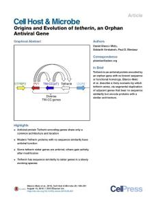 Cell-Host-Microbe_2016_Origins-and-Evolution-of-tetherin-an-Orphan-Antiviral-Gene