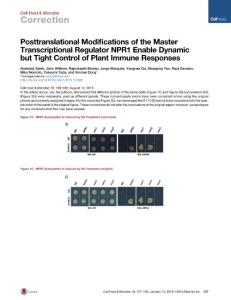 Cell-Host-Microbe_2016_Posttranslational-Modifications-of-the-Master-Transcriptional-Regulator-NPR1-Enable-Dynamic-but-Tight-Control-of-Plant-Immune-R