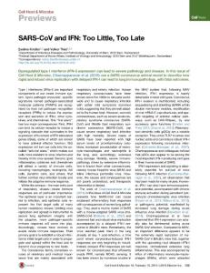 Cell-Host-Microbe_2016_SARS-CoV-and-IFN-Too-Little-Too-Late