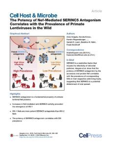 Cell-Host-Microbe_2016_The-Potency-of-Nef-Mediated-SERINC5-Antagonism-Correlates-with-the-Prevalence-of-Primate-Lentiviruses-in-the-Wild