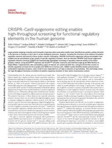 nbt.3853-CRISPR–Cas9 epigenome editing enables high-throughput screening for functional regulatory elements in the human genome
