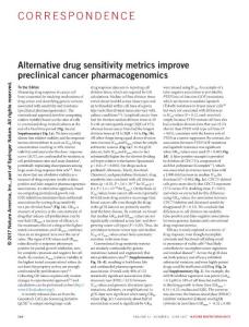 nbt.3882-Alternative drug sensitivity metrics improve preclinical cancer pharmacogenomics