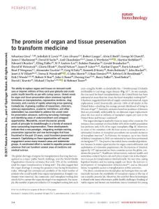 nbt.3889-The promise of organ and tissue preservation to transform medicine