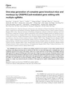 cr201781a-One-step generation of complete gene knockout mice and monkeys by CRISPR-Cas9-mediated gene editing with multiple sgRNAs
