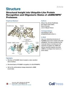 Structure_2017_Structural-Insight-into-Ubiquitin-Like-Protein-Recognition-and-Oligomeric-States-of-JAMM-MPN-Proteases