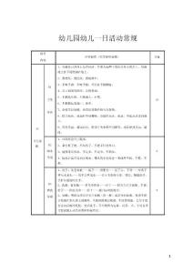 幼儿园幼儿一日活动常规