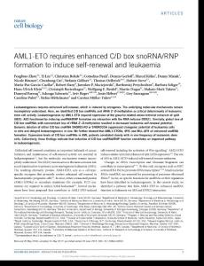 ncb3563-AML1-ETO requires enhanced C-D box snoRNA-RNP formation to induce self-renewal and leukaemia
