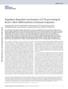 nsmb.3427-Regulator-dependent mechanisms of C3b processing by factor I allow differentiation of immune responses