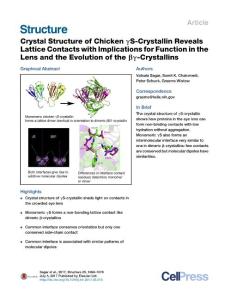 Structure_2017_Crystal-Structure-of-Chicken-S-Crystallin-Reveals-Lattice-Contacts-with-Implications-for-Function-in-the-Lens-and-the-Evolution-of-the-