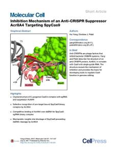 Molecular Cell-2017-Inhibition Mechanism of an Anti-CRISPR Suppressor AcrIIA4 Targeting SpyCas9