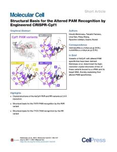 Molecular Cell-2017-Structural Basis for the Altered PAM Recognition by Engineered CRISPR-Cpf1