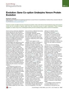 Current Biology-2017-Evolution- Gene Co-option Underpins Venom Protein Evolution