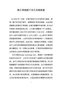 新匯率制度下外匯風(fēng)險規(guī)避