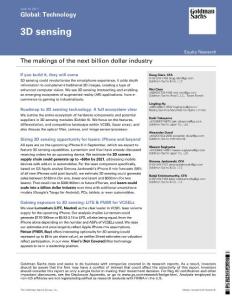 Global Technology 3D sensing The makings of the next billion dollar industry