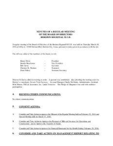 MINUTES OF A REGULAR MEETING - …