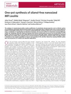 nmat4941-One-pot synthesis of silanol-free nanosized MFI zeolite