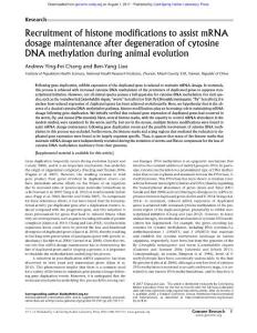 Genome Res.-2017-Chang-Recruitment of histone modifications to assist mRNA dosage maintenance after degeneration of cytosine DNA methylation during animal evolution