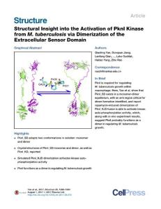 Structure_2017_Structural-Insight-into-the-Activation-of-PknI-Kinase-from-M-tuberculosis-via-Dimerization-of-the-Extracellular-Sensor-Domain