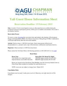Yali Guest House Information Sheet - AGU Chapman …
