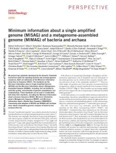 nbt.3893-Minimum information about a single amplified genome (MISAG) and a metagenome-assembled genome (MIMAG) of bacteria and archaea