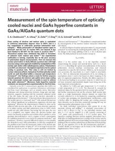 nmat4959-Measurement of the spin temperature of optically cooled nuclei and GaAs hyperfine constants in GaAs-AlGaAs quantum dots