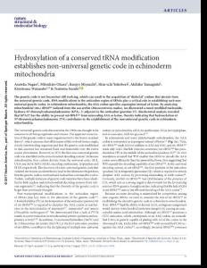 nsmb.3449-Hydroxylation of a conserved tRNA modification establishes non-universal genetic code in echinoderm mitochondria