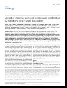 ncb3593-Control of intestinal stem cell function and proliferation by mitochondrial pyruvate metabolism