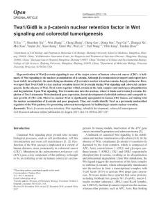 cr2017107a-Twa1-Gid8 is a β-catenin nuclear retention factor in Wnt signaling and colorectal tumorigenesis