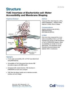 Structure_2017_YidC-Insertase-of-Escherichia-coli-Water-Accessibility-and-Membrane-Shaping