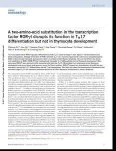 ni.3832-A two-amino-acid substitution in the transcription factor RORγt disrupts its function in TH17 differentiation but not in thymocyte development