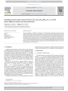 Limiting current oxygen sensor based on La0.8Sr0.2Ga0.8Mg0.2O3?δ as both dense diffusion barrier and solid electrolyte