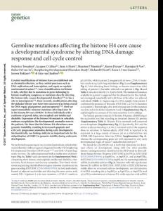 ng.3956-Germline mutations affecting the histone H4 core cause a developmental syndrome by altering DNA damage response and cell cycle control
