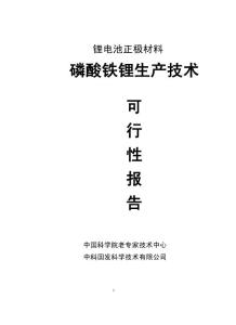 磷酸铁锂生产技术可行性报告