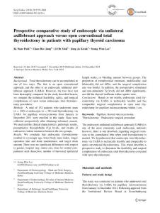prospective comparative study of endoscopic via unilateral axillobreast approach versus open conventional total thyroidectomy in patients with papillary thyroid carcinoma