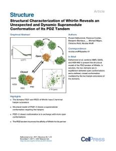 Structure_2017_Structural-Characterization-of-Whirlin-Reveals-an-Unexpected-and-Dynamic-Supramodule-Conformation-of-Its-PDZ-Tandem
