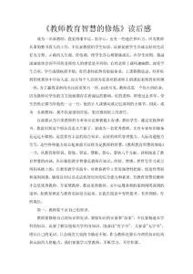 《教師教育智慧的修煉》讀后感