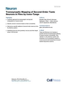 Neuron-2017-Transsynaptic Mapping of Second-Order Taste Neurons in Flies by trans-Tango