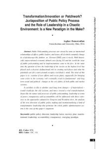 国外论文：Transformation、Innovation or Patchwork？Juxtaposition of Public Policy Process and the Role of Leadership in a Chaotic Environment：Is a New Paradigm in the Make