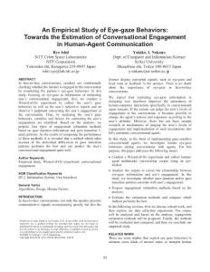 an empirical study of eye-gaze behaviors towards the estimation of conversational engagement in human-agent communication