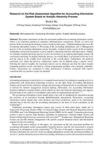 research on the risk assessment algorithm for accounting information system based on analytic hierarchy process
